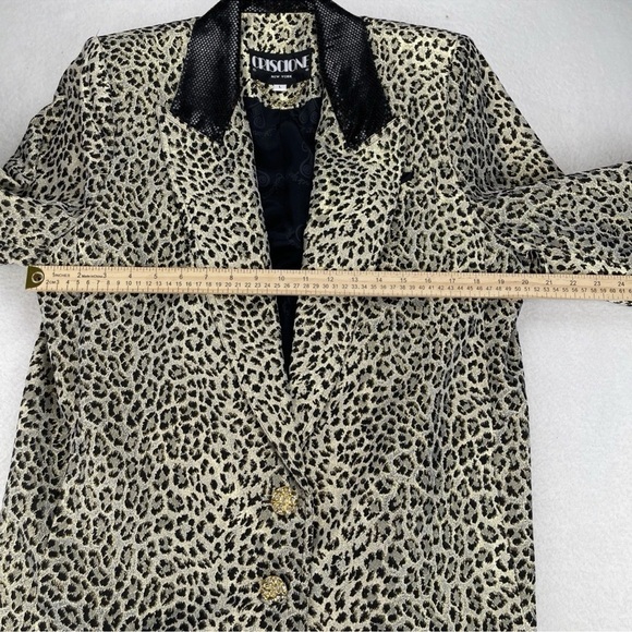 VTG Criscione New York Cache Womens Jacket Blazer Large Metallic Leopard Print - Picture 10 of 13